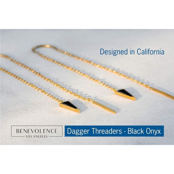 Triangle Threader Earrings Gold Dipped Long Drop Dangle Piercing Accessory - Picture 2 of 5